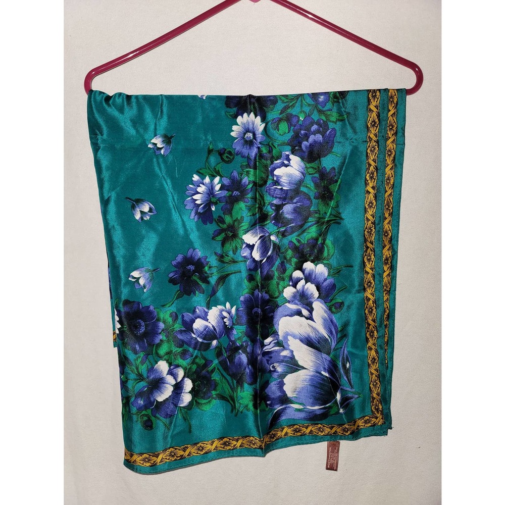 Blue Flowered Worthington 100% Silk Scarf